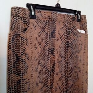 Nicole Miller Snake Print Faux Leather Skirt with Front Slit